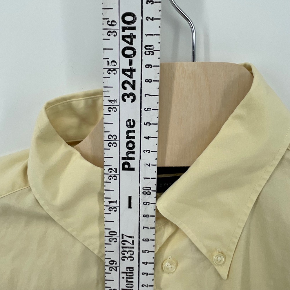 Nautica Mens Yellow 2 Ply Cotton Button Down Shirt Size 17 34/35 Long Sleeve - Picture 6 of 13